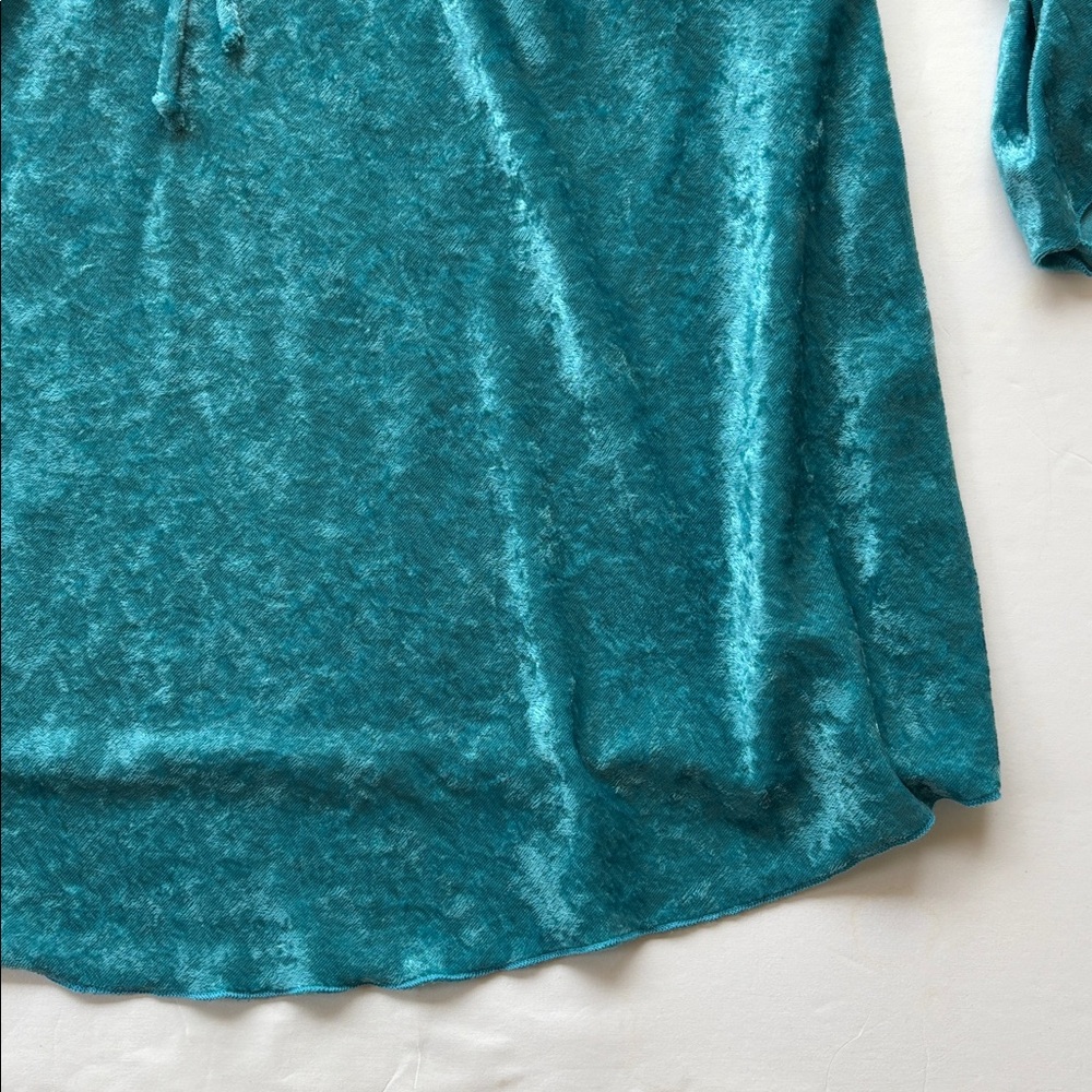 Vintage Y2K New Teal Velvet XL Fairy Peasant Blouse Top Beaded Embroidered - Picture 8 of 17